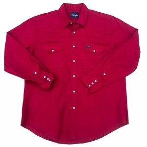 Vintage 90’s Wrangler Pearl Snap Cowboy Cut Regular Fit Western Shirt XL Red